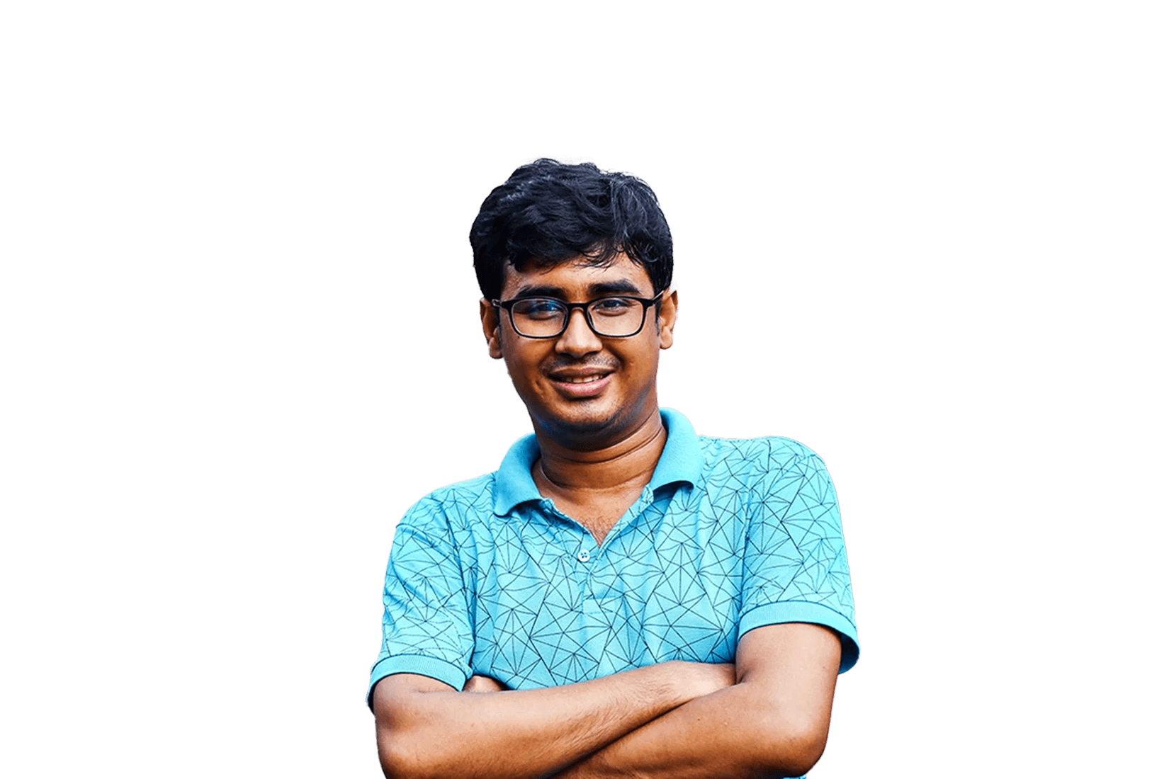 Man with arms crossed smiling at the camera